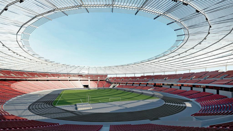 SABICイノベーティブプラスチックスのLexan* Thermoclear*シートを使用したポーランドのホジューフにあるUEFA Euro 2012TMサッカー選手権の開催地であるシロンスク競技場のドーム型天井